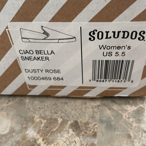 NEW! Soludos Ciao Bella Slip On Sneaker Size 5.5- Dusty Rose and Light Tan - Picture 12 of 13